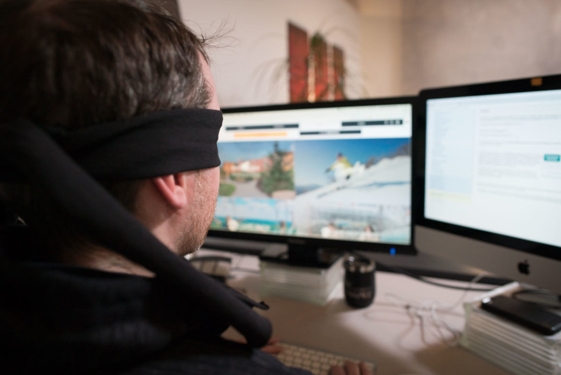 blindfolded person testing website for ada compliance